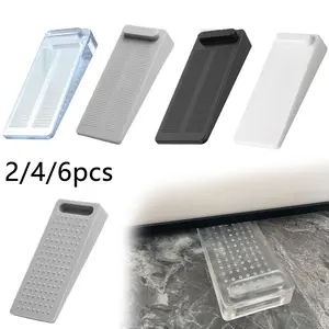 Rubber Door Stopper Set of 2/4/6, Door Stoppers For Bottom Of Door, Reinforced Non-Slip Wedge, Adjustable Height, Stackable Design, Suitable for All Floor Types