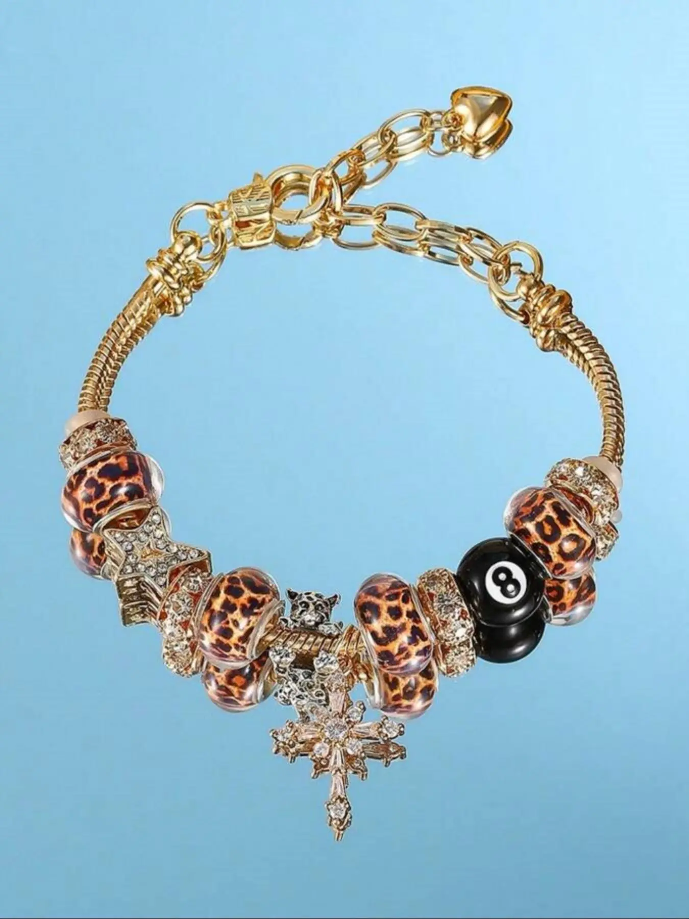 Women's Elegant Leopard Print Bracelet, Trendy Exquisite Braceket, Chic Gorgeous Jewelry As Gift for Girlfriend, Fashionable Bracelet, High Quality Bracelet, Alloy Chain Bracelet, Hand Chain Jewelry