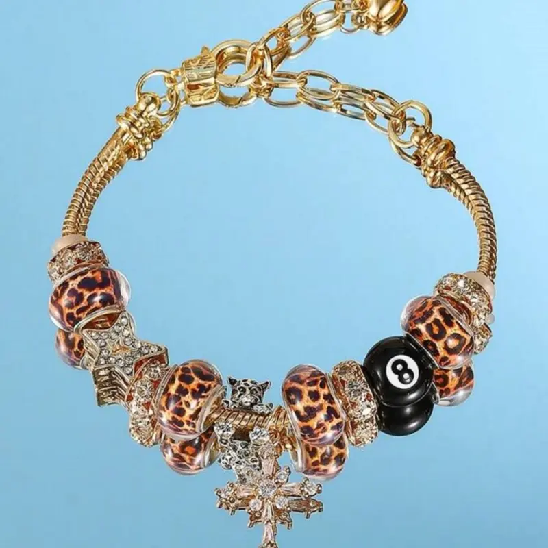 Women's Elegant Leopard Print Bracelet, Trendy Exquisite Braceket, Chic Gorgeous Jewelry As Gift for Girlfriend, Fashionable Bracelet, High Quality Bracelet, Alloy Chain Bracelet, Hand Chain Jewelry, Fashion Bracelets