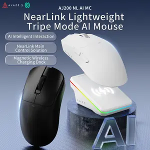 AJAZZ AJ200P NL AI MC wireless intelligent AI mouse 2.4G enhanced magnetic charging base intelligent instruction real-time translation voice interaction DPI24000 PAW3311 sensor Tripe mode intelligent office mouse dual 1K return rate game mouse