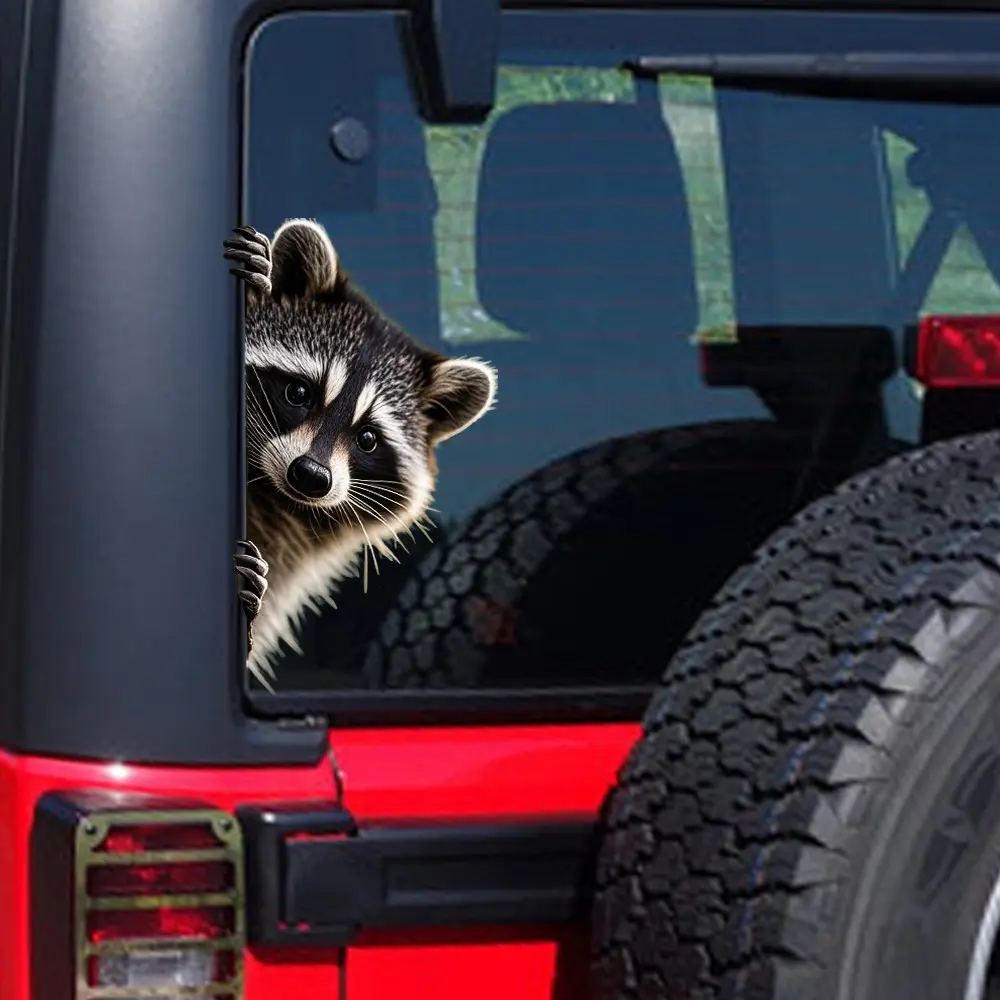 Cute Raccoon Peeking Sticker for Car Window, Funny Animal Car Decal, Waterproof Raccoon Pattern Car Decoration, Self Adhesive Car Window Bumper Sticker, Vehicle Decoration, Funny Car Decals
