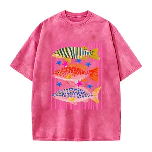 Colorful Maximalist Tropical Fish Trio T-Shirt
