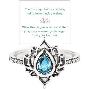 FUCK MY TRAUMA LOTUS RING, S925 Silver Lotus Flower High Polish Tarnish Resistant Zircon Inlaid Inspirational Ring Unique Lotus Ring Reminds You to Let Go of Your Trauma in a Playful Way No Mud No Lotus Ring Jewelry Gifts for Women Sisters