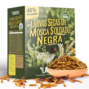 Larvevo 1 lb / 2 lbs / 5 lbs / 10 lbs Larvas Secas de Mosca Soldado Negra Non-GMO para Gallinas, 45% Proteína, Alto Calcio, Alimento para Gallinas, Alternativa a Gusanos de Harina, para Gallinas Ponedoras, Patos, Aves y Reptiles