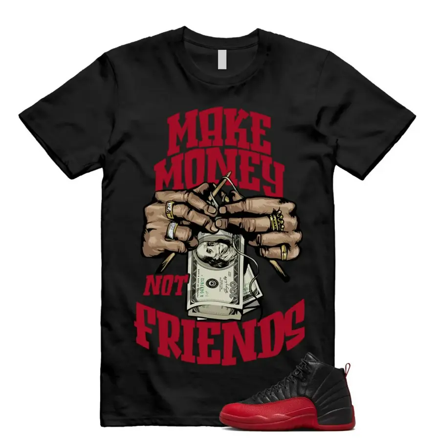 Jordan 12 Flu Game 2025 Black Varsity Red T Shirt Match MM, 12 Flu Game Outfit, Graphic Tees, Womenswear Top T-Shirt