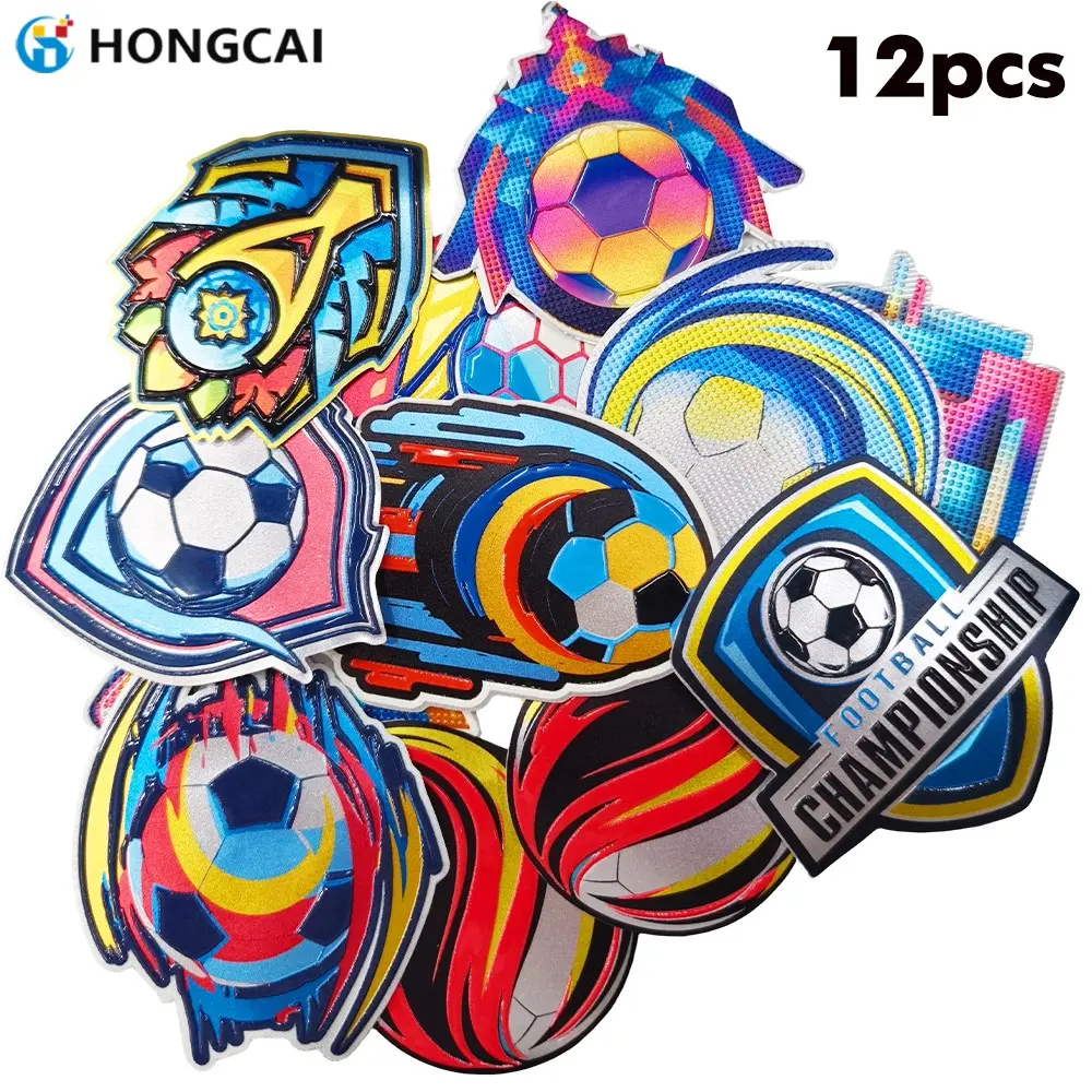 12pcs Cool Heat Transfer 3D Sticker, Waterproof & Fade-Resistant, Durable Fabric Adhesive, Ideal for Jerseys, Backpacks, Fashion Clothes
