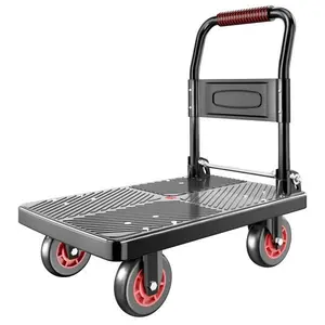 Upgraded Foldable Push Cart Dolly | 660 lbs. Capacity Moving Platform Hand Truck | Heavy Duty Space Saving Collapsible | 4‘’ TPR 360-Degree Silent Wheels | 2 Swivel Wheels and 2 Fixed Wheels