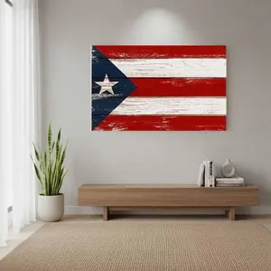 Framed 1pc Wooden Framed Flag of Puerto Rico Canvas , Ready to Hang,  2./1inch High-Quality Wall Picture Art Prints Poster Wall Decor for Bedroom Bathroom Living room, New Year Halloween Christmas Xmas Birthday Festival Gifts