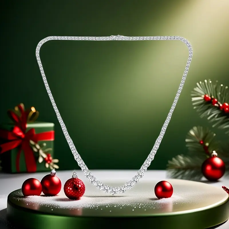 MDFUN Gradient 3.0–6.0 mm Round-Cut Cubic Zirconia Tennis Necklace Unisex Stackable Jewelry Perfect for Everyday & Gift festival gift