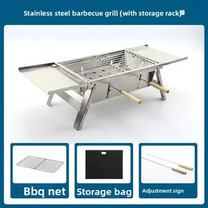 Portable Folding Stainless Steel Barbecue Grill, Compact Outdoor Grill for Camping, Hiking, Picnics