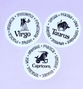 Zodiac Earth Signs Stickers - Virgo Taurus Capricorn Designs - Water Resistant Glossy or Starry Overlay - Perfect for Notebooks & Water Bottles