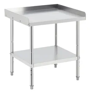 New Upgraded Utility Tables 201 Stainless Steel Barbecue Workbench with Removable Baffle, No Casters, Durable and Easy to Clean Grill Prep Table for Outdoor Cooking