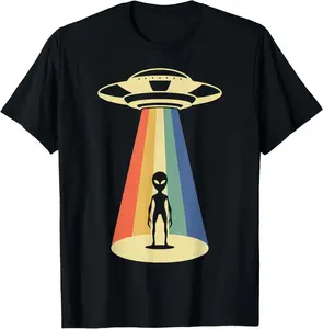 [100% Cotton]    UFO Abduction - Alien Abduction Vintage Aliens Lover T-Shirt Golf Gift T-Shirt For Men And Women