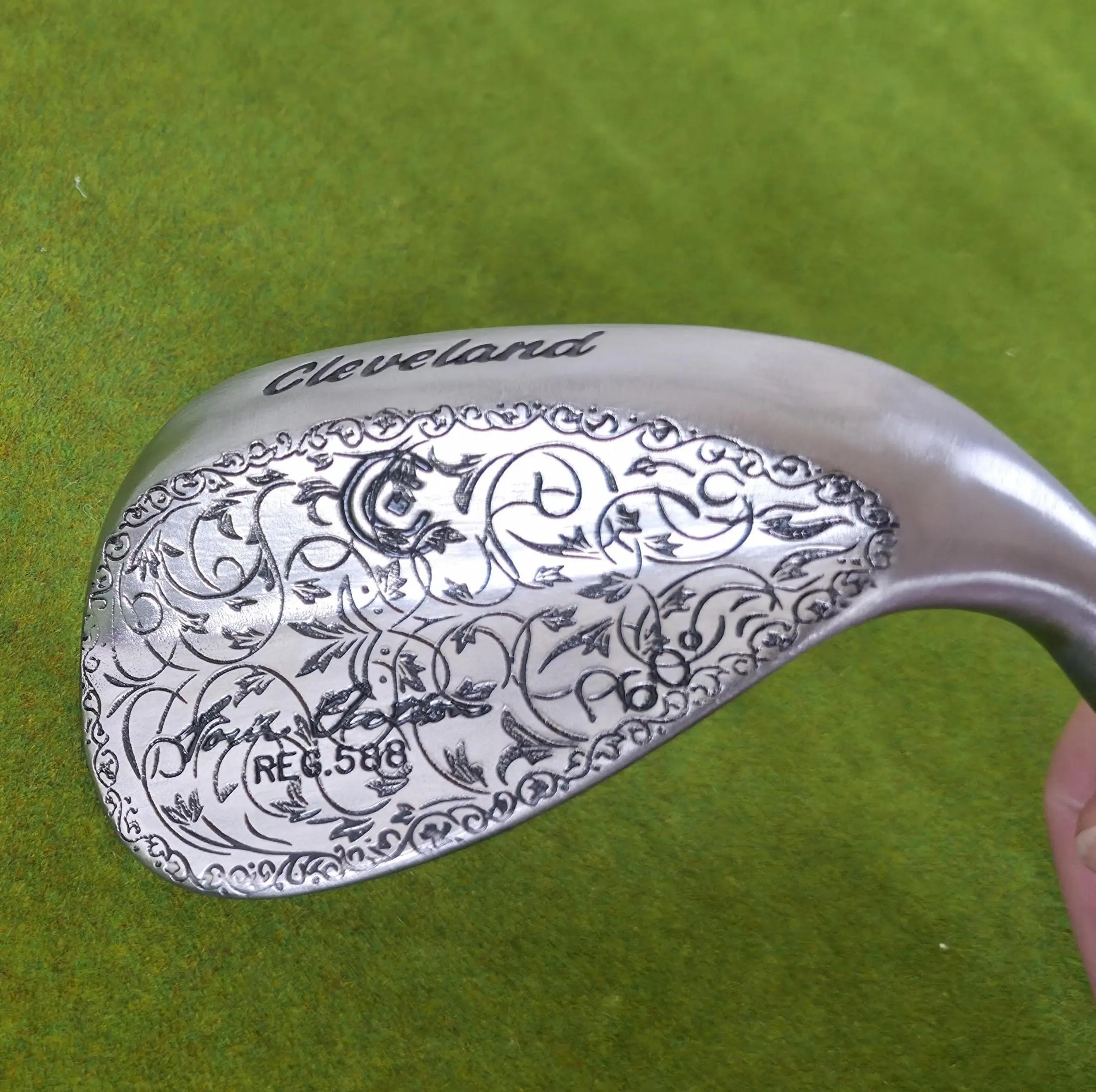 Custom Engraved Cleveland Golf Wedge | 60 Degree Lob Wedge | Floral Scrollwork Design