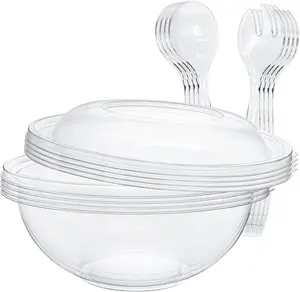 Ecodispose Clear Plastic Serving Salad Bowl Sets, 160 Oz 16PCS in 4 SETS - round Large Disposable Bowls LIKEDE