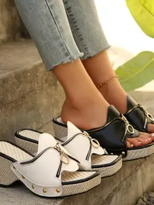 Women's Casual Slip-On Sandals, Comfortable Thick Sole Design, Flat Platform Design, Perfect for Daily Wear & Stylish, Ideal Gift Choice