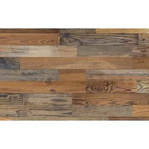 Real Reclaimed  Planks for Wall-10 Pieces Easy -Up Shiplap Rustic Style 6" Wide  Shiplap Panels for Wall 19.44 Sq Ft ( Weathered Brown)