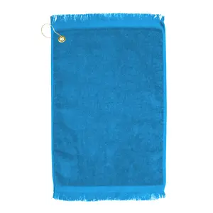 TowelSoft Premium Fringed 100% Cotton Terry Velour Golf Towel with Corner Hook & Grommet Placement