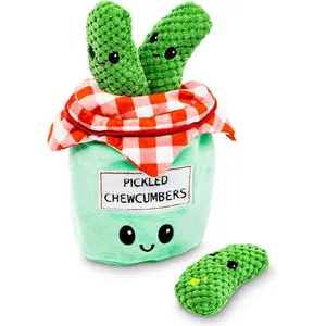 Pet Craft Supply Hide and Seek Plush Dog Toys Crinkle Squeaky Interactive Burrow Activity Puzzle Chew Fetch Treat Hiding Brain Stimulating Cute Funny Toy Bundle Pack -Pickles, for Medium Breeds BMR