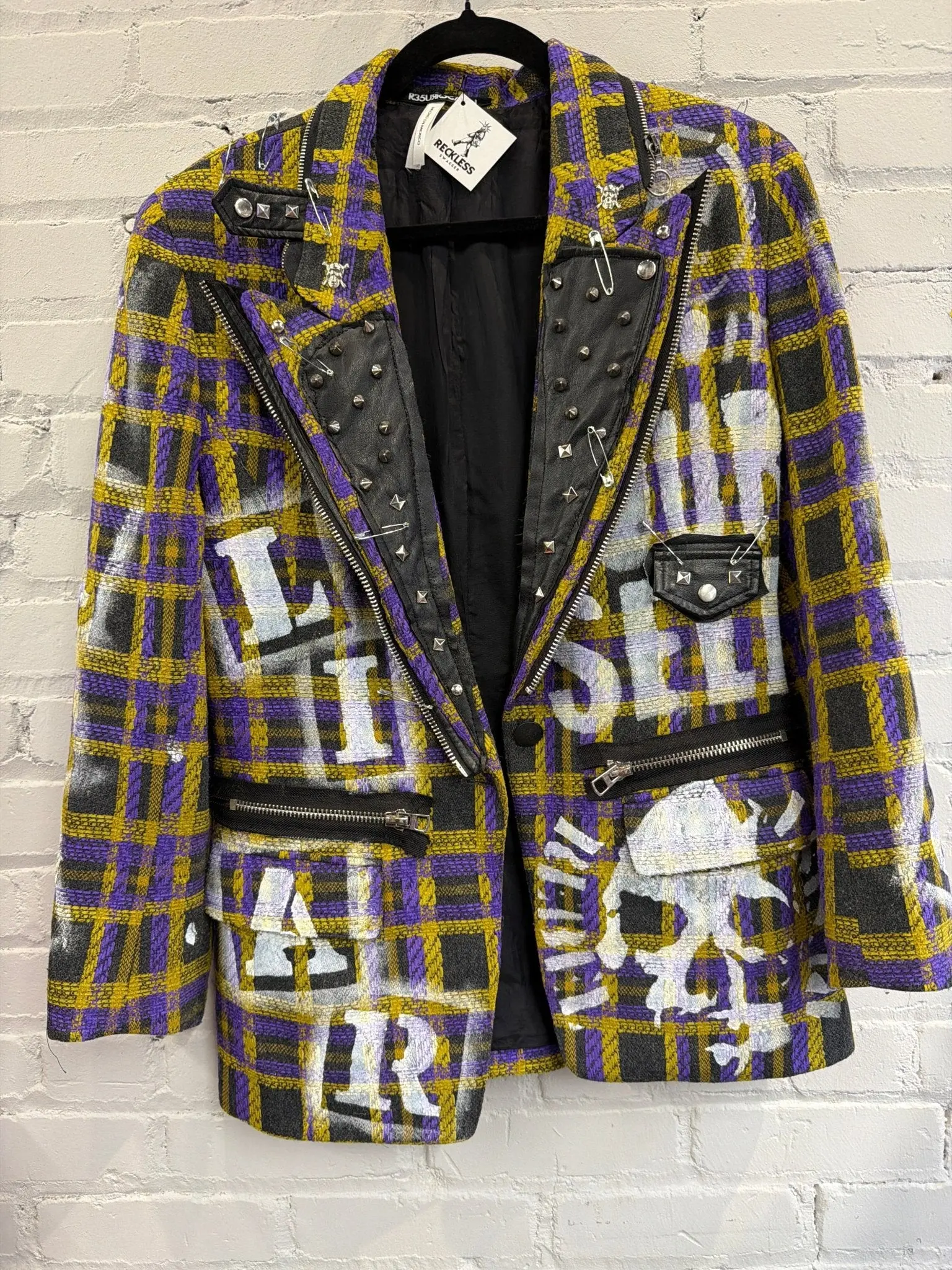 Purple Gold Tartan Punk Blazer