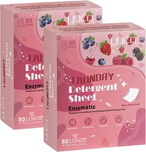 YUCO Laundry Detergent Sheets Berry Scent 160 Loads Eco Friendly Laundry Soap Washer Sheet Liquidless Laundry Detergent Sheet for Travel No Plastic Hypoallergenic Pack of 2