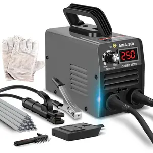 Super Mini Stick Welder Machine,110V 250A ARC Portable MMA Welding Machine for Beginners,Welding Machine with 10 count Welding Rod Tools,IGBT Inverter Welder,Hot Start Arc Force Anti-stick (Gray)