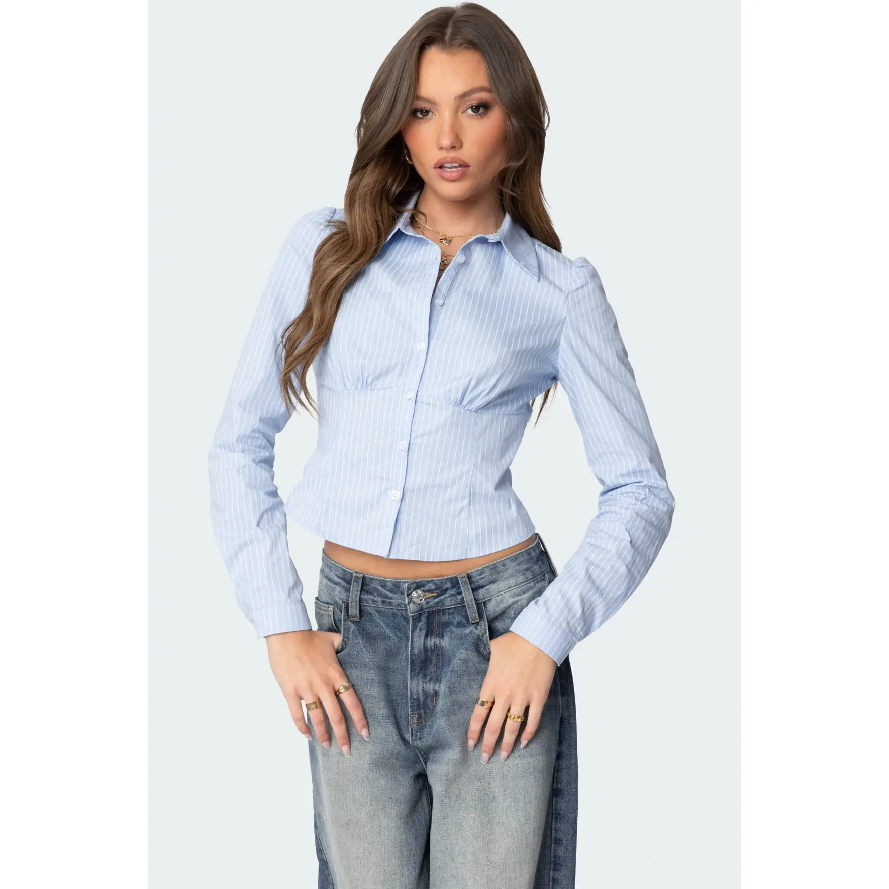 Tailored Pinstripe Button Up Shirt Tailored Pinstripe Button Up Shirt