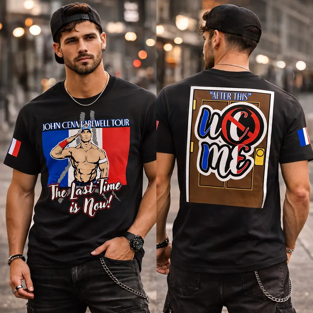 Men's Black John Cena Farewell Tour 2025 Paris T-Shirt, Full Size