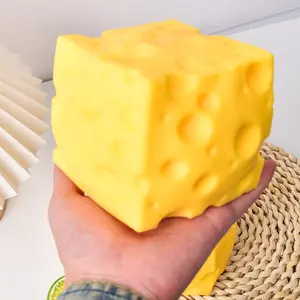 Cheese Block Slime Toy - Yellow, Squeezing Function, Ideal for Play and Relaxation