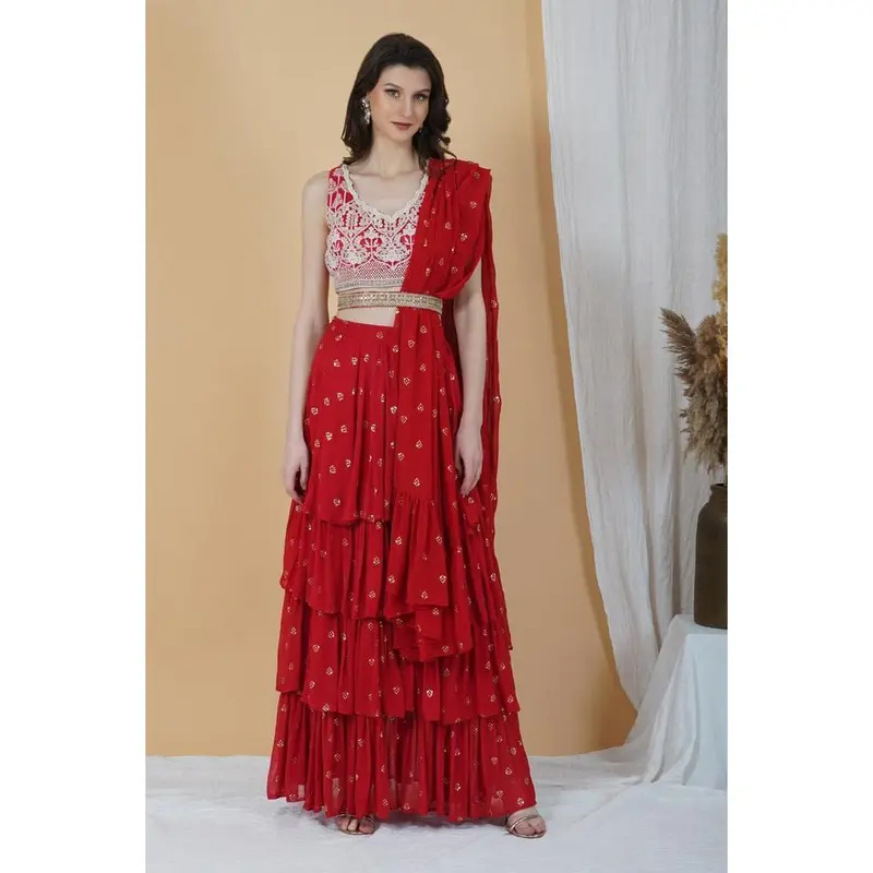 slim fit dress slacks Tempting Black Embroidered Designer Indo Western Dress main image 0