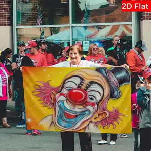2D Flat Banner 1pc Circus Clown Flag Indoor Outdoor Garden Lawn Holiday Decoration, Pull Flag Banner, No Power Needed