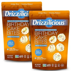 Drizzilicious Birthday Cake Mini Rice Cakes - Gluten-Free, Vegan, Crunchy & Healthy Snack, 90 Calories per Serving, 4 oz (Pack of 2)