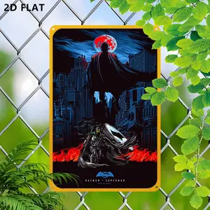 Exquisite Iron Artistic Wall Decoration, Batman Vs Superman Character, 8x12 Inch, Suitable for Living Room, Bedroom, Study, Halloween, Christmas