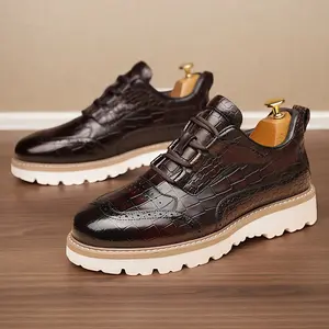 Men's Fashion Casual Sneakers - Crocodile Pattern, Comfortable & Durable, Non-Slip Rubber Soles, Model-60818 Runner Walking Shoes Footwear Athletic