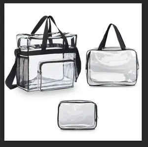 Clear Stadium Purse & Cosmetic Bag Set – On Sale! Perfect for School, Beach, or Sports Fans – 10.5x10.5x6 Stadium Approved, Transparent Tote for Women or Men