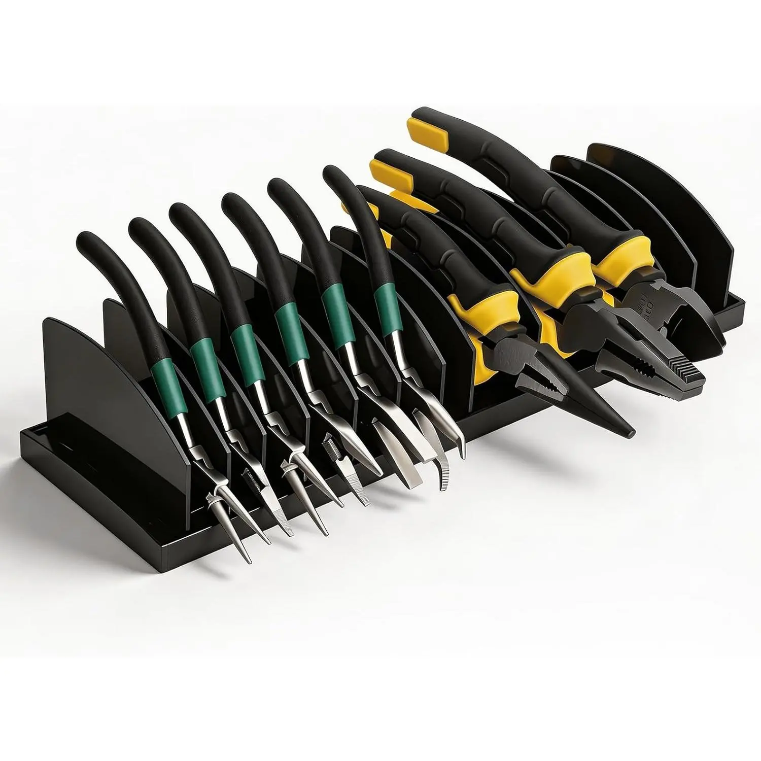 Plier Organizer Rack, Pliers Holder with Non-Slip Rubber Base and Adjustable Dividers, 11-Slot Tool Box Organizer,  Organizers, Tool Drawer Organizer(Pliers Not Included)