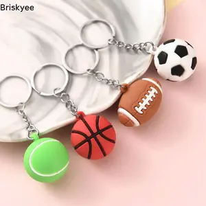 Briskyee Cute Keychain with Sports Ball Charms - Basketball, Football, Tennis, and Soccer - Perfect for Fans and Sports Enthusiasts