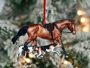 Field Hunter Horse Christmas Ornament - Fox Hunter Horse and Hounds Decor