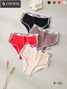 UFV Women's High-Waist Fitted Underwear Set, Unique Letter Design, Soft Fabric, Comfortable All-Season Wear, Casual & Elegant Style