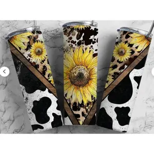 Sunflower Cowprint 20 oz. Tumbler