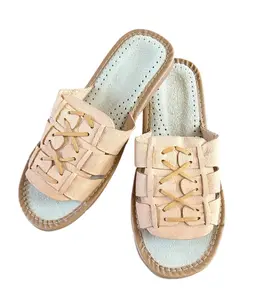 Handmade Leather Slippers: Women's Polish Traditional Open Toe Shoes