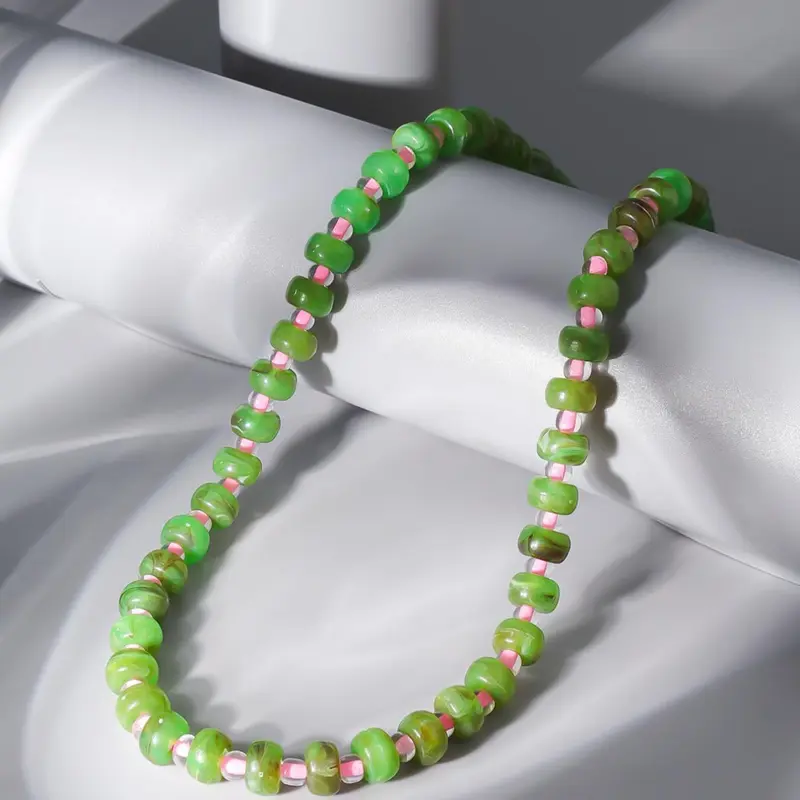 Colorful Beaded Necklace, Boho Style Jewelry, Dainty Boho Necklace, Fashionable Jewelry for Women & Girls, Trendy All-match & Exquisite Jewelry for Birthday Gift, Summer Style Jewelry, Dainty necklaces