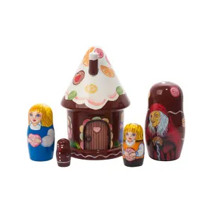 5-Piece Hansel & Gretel Gingerbread House with Story Book, 5”