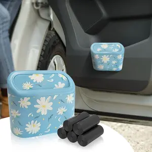Mini  Trash Can with Lid - Cute Floral Trash Can for Women, Automotive Garbage Bin with 5 Bags, Organizer for Front and  Seat, Girly  Accessories for SUV, , Sedan, Teen Girls