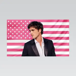 Jacob Elordi v2 Flag, Pink Aesthetic Wall Flag, Euphoria Flag, Actor Fan Room Decor hot actor wall art tv show tapestry