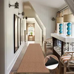 12 Feet Rubber Backing Hallway Track Carpet, 144 "X28" Farmhouse Hall Mat Washable Kitchen Pad Carpet Track, Woven Runway Corridor Mat Laundry Mat, Hallway Non-Slip Carpet Track