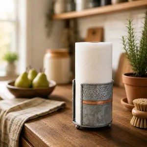 Autumn Alley Farmhouse Galvanized Paper Towel Holder with Copper Accent Bathroom Counter Organizer Bathroom Accessories