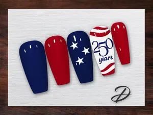 Patriotic Press On Nails, 250 Years America Anniversary Nails