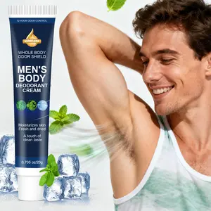 Men's 72-Hour Full-Body Deodorant Cream, Natural Body Deodorant, Odor Protection, Contains Mint, Chamomile & Hyaluronic Acid, Moisturizes Skin, Keeps Fresh and Dry