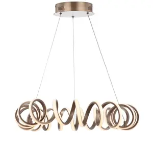 JONATHAN Y Cursive 24" Adjustable Spiral Integrated LED Metal Chandelier Ceiling Light